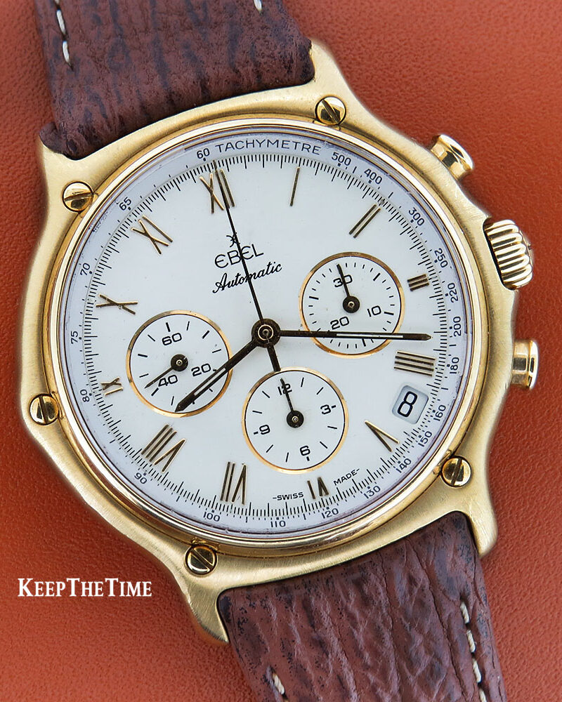 EBEL K18製 1911 クラッシック 腕時計 文字盤ホワイト 金 ゴールド Ebel 1911 Zenith El Primero18K Gold Chronograph - KeepTheTime Watches