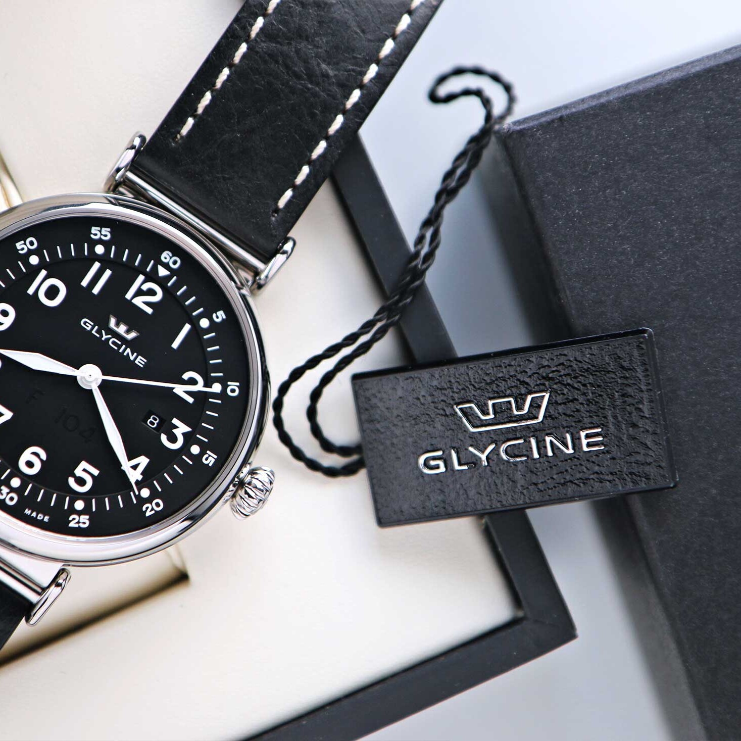 Glycine F-104 Automatic Legible 48mm on a Black Leather Strap 