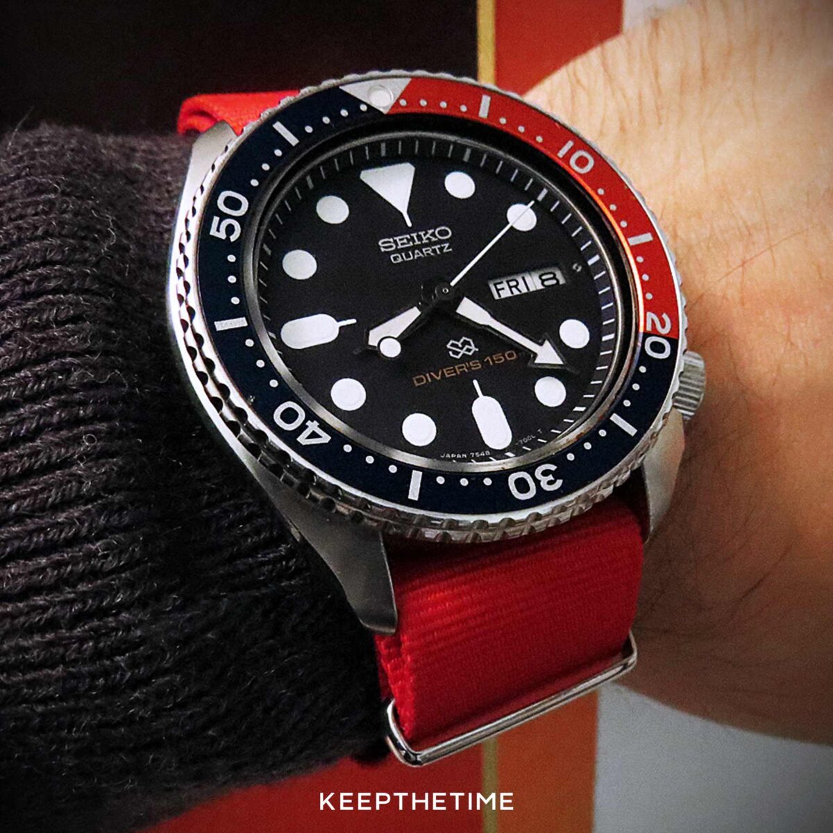 Seiko 7548-700F Quartz Day/Date 150m Diver Pepsi Bezel | KeepTheTime