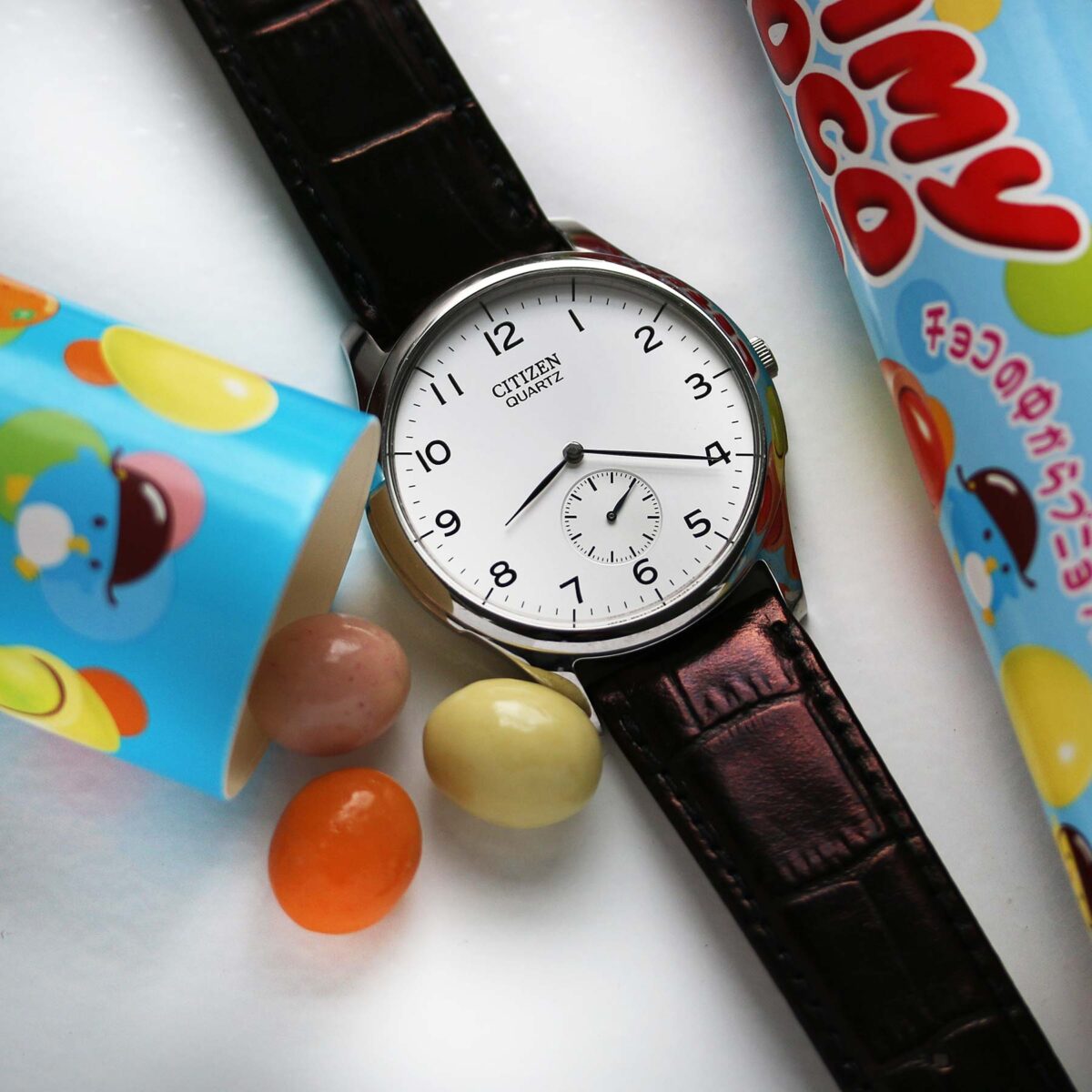 Citizen Quartz 1045 Ultra Clean and Minimal Leather Strap Watch