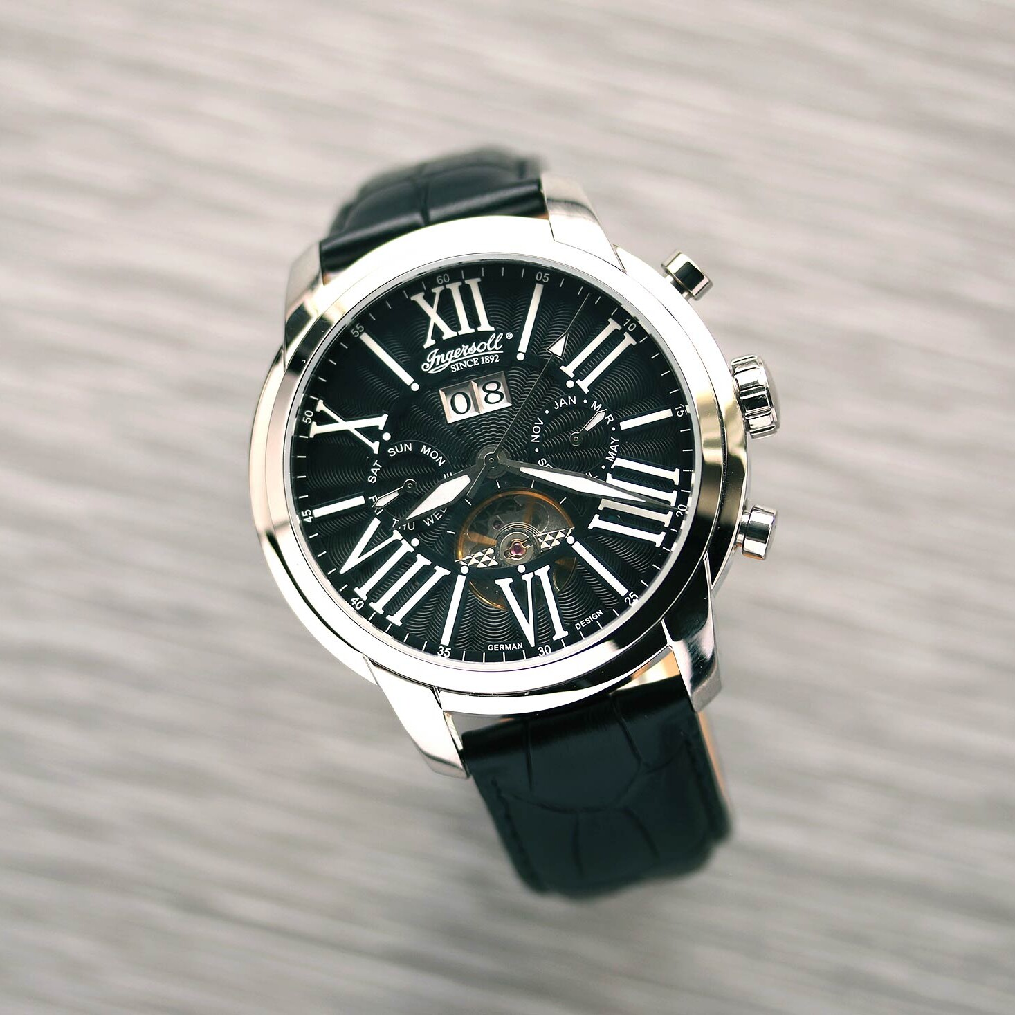 Ingersoll Nashville IN1815BK Open Balance Wheel Dress Watch