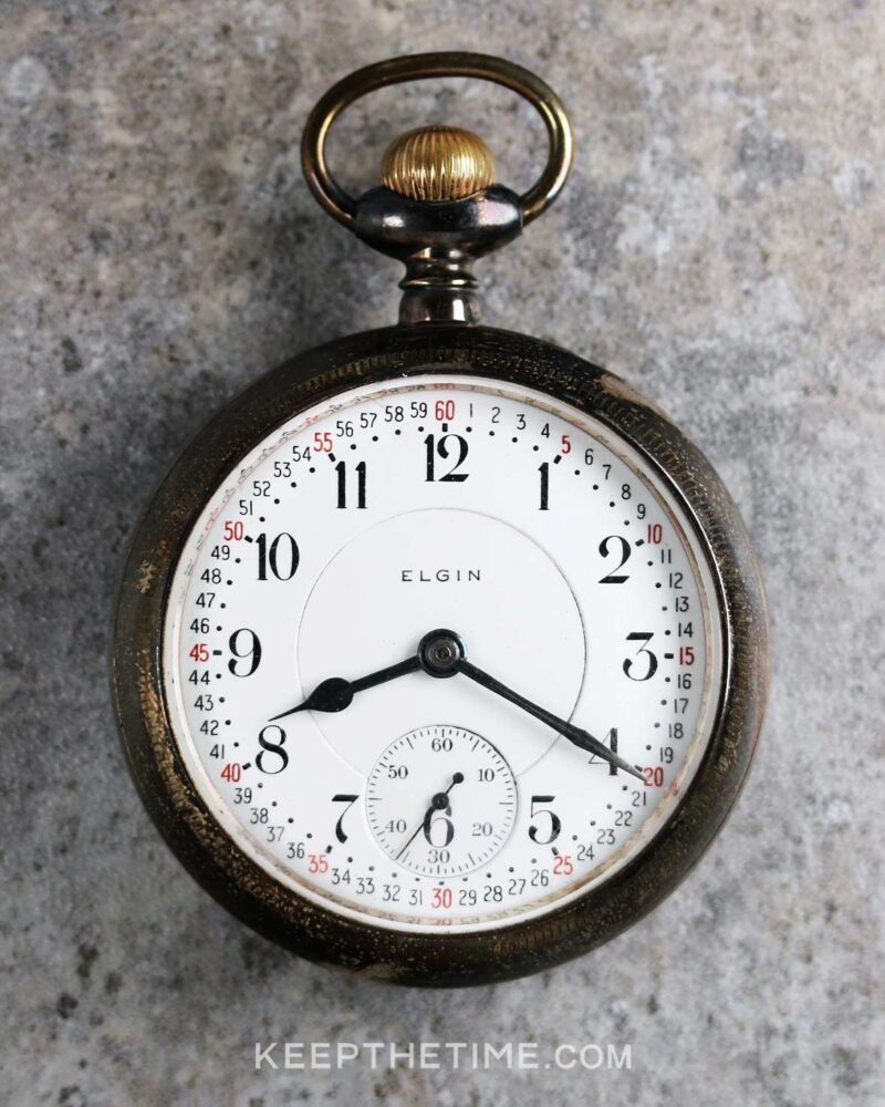 ELGIN 1909製 懐中時計 15J ゴールドフィルドケース 箱付 USA 1909 Elgin Engine Engraved Pocket Watch - KeepTheTime Watches