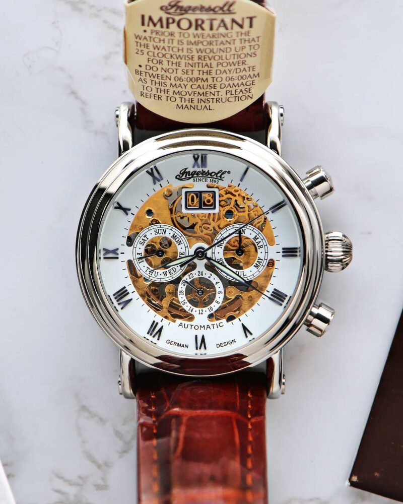 Ingersoll Ghandi Skeleton Dial Triple Date Auto IN2700WH