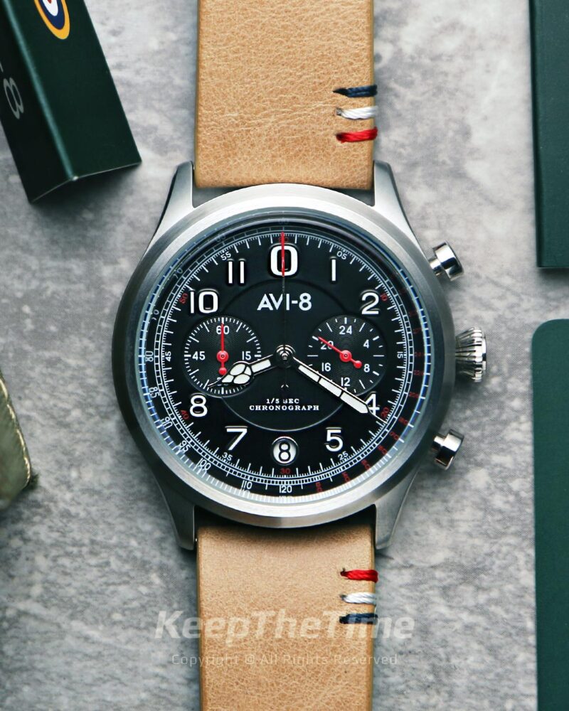 AVI-8 Flyboy Lafayette AV-4054 Mechaquartz Bi-Compax Chrono