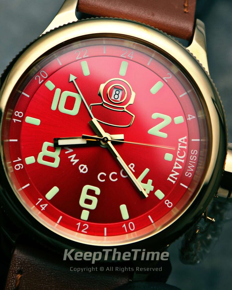 Invicta Russian Diver GMT 7217 Gold Plated with Red Dial