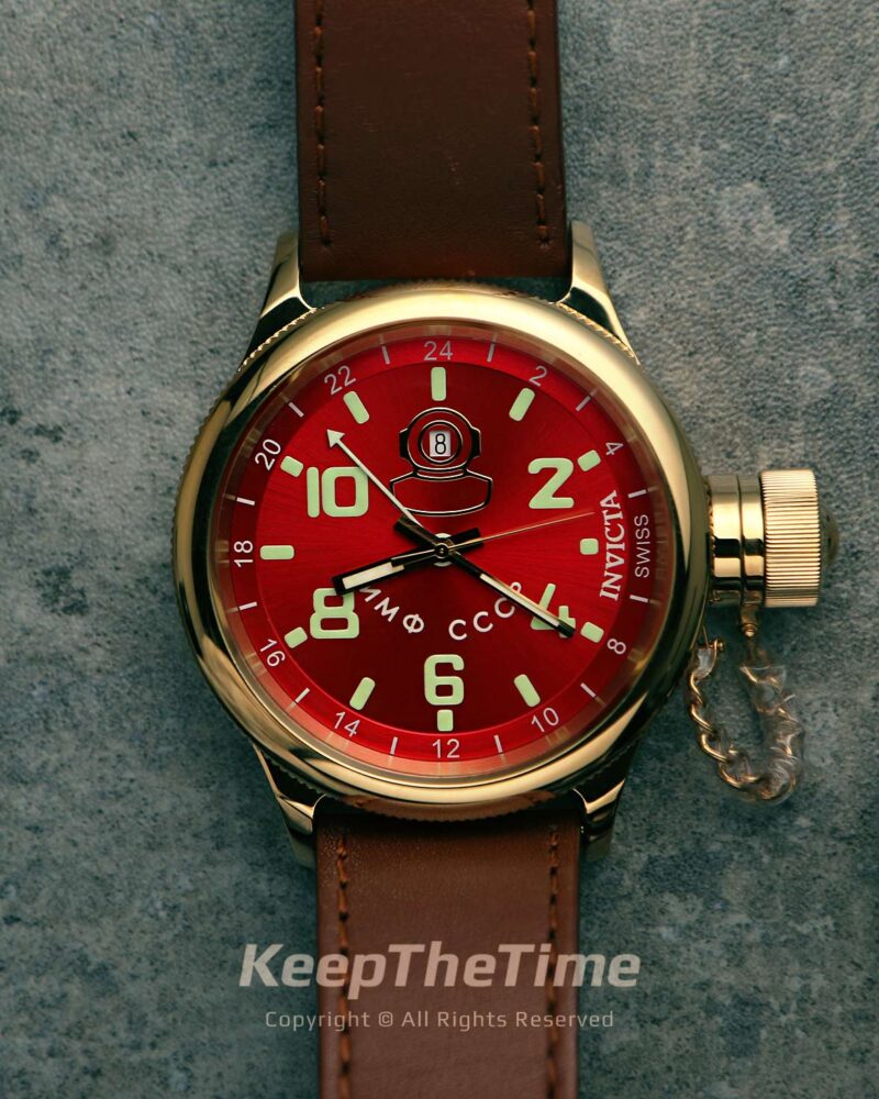 Invicta Russian Diver GMT 7217 Gold Plated with Red Dial