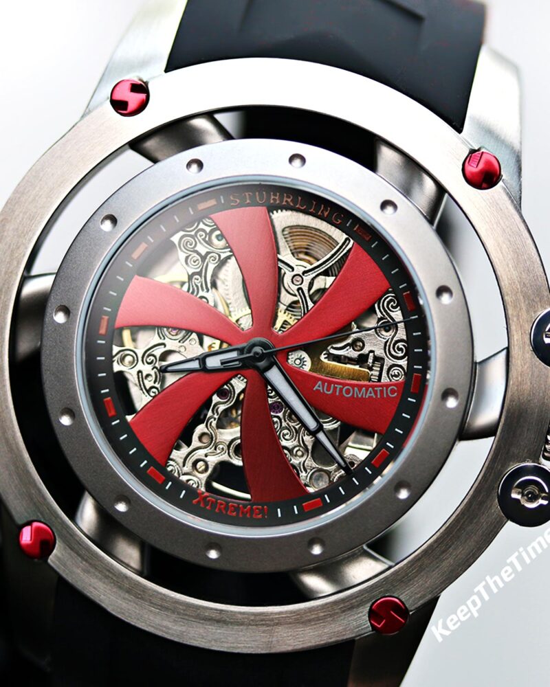 Stuhrling Xtreme Impulse XT Red Automatic Skeletonized Watch