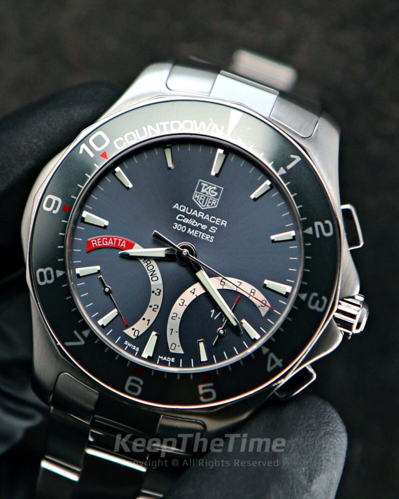 Used TAG Heuer Aquaracer Calibre S Regatta Timer Watch display picture 3