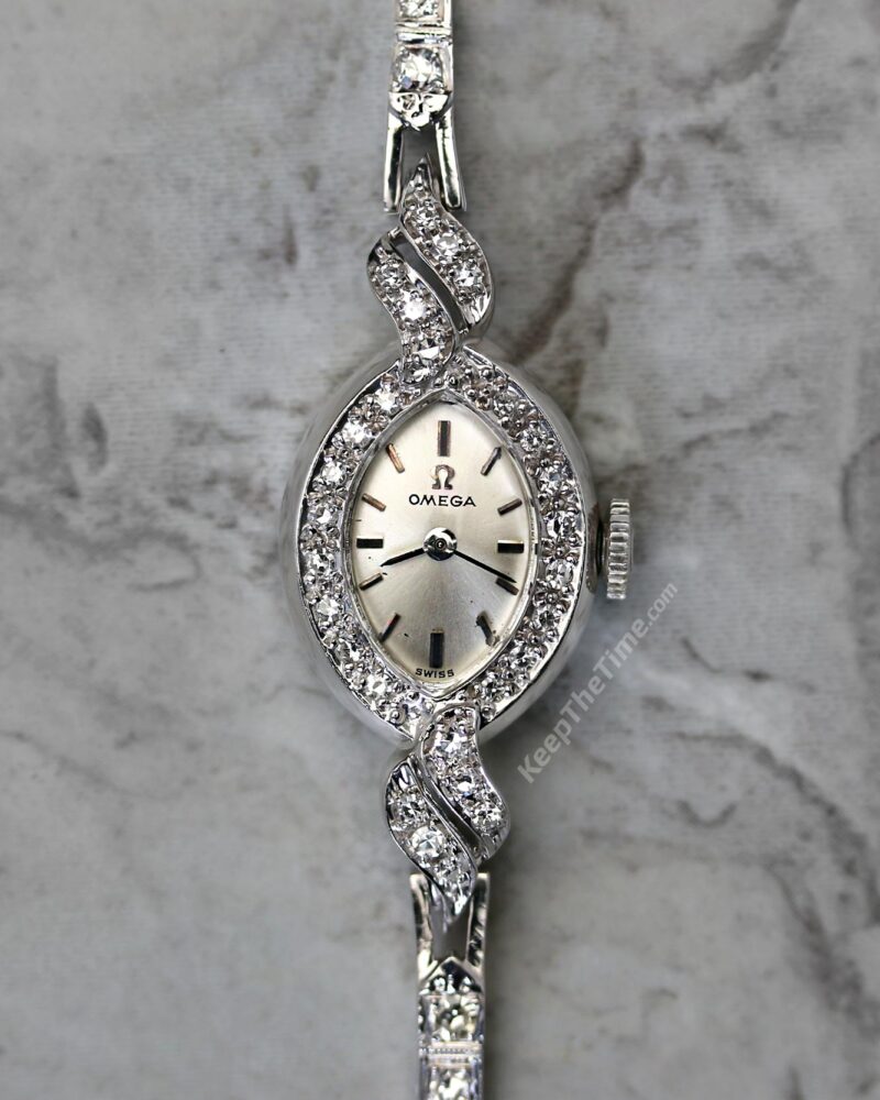 Omega Vintage Ladies Cocktail Watch 14K White Gold/Diamonds (1960s) - KeepTheTime Watches Omega Vintage Ladies Cocktail Watch 14K White Gold/Diamonds (1960s) - KeepTheTime Watches