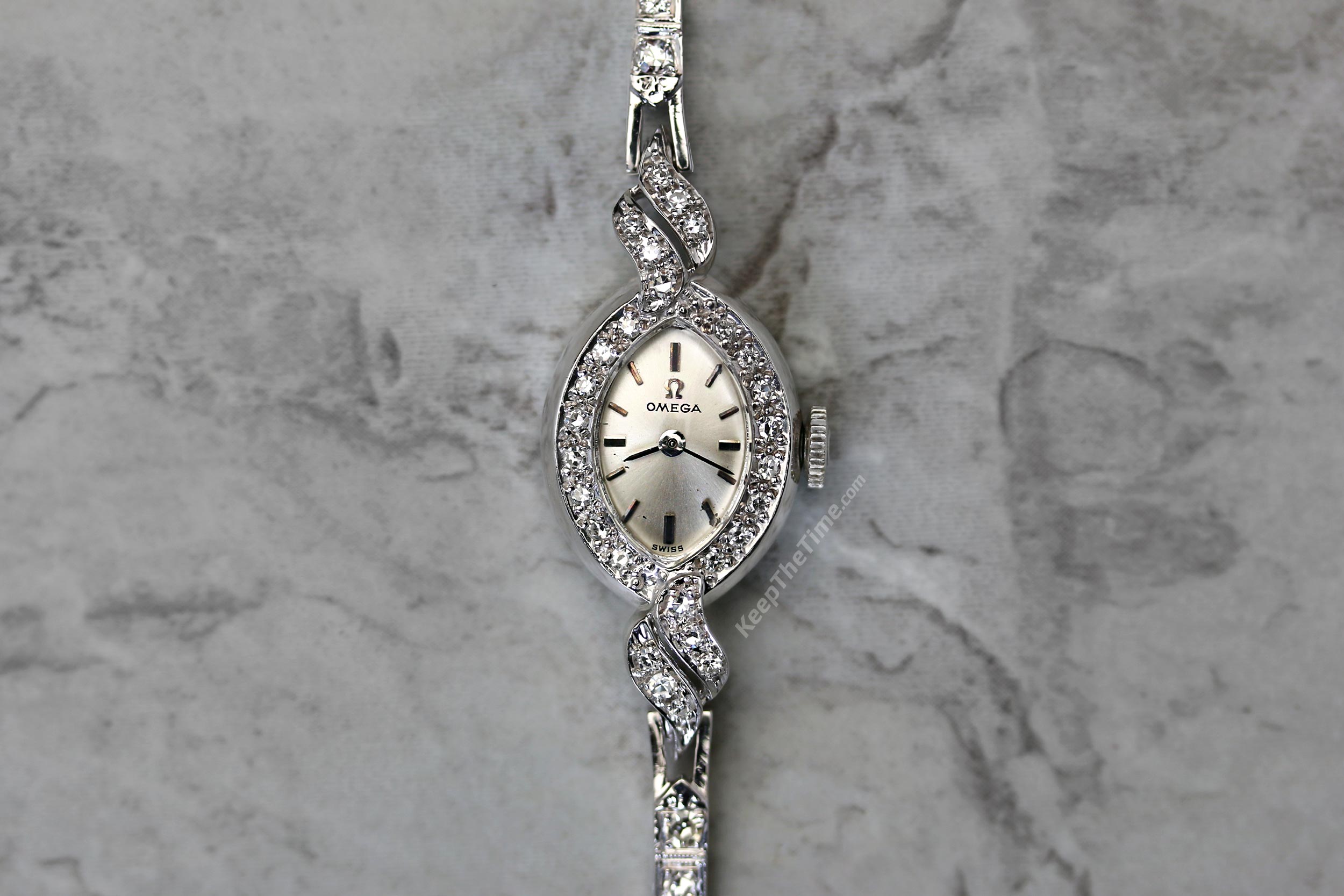 Omega Vintage Ladies Cocktail Watch 14K White Gold/Diamonds  display picture 1