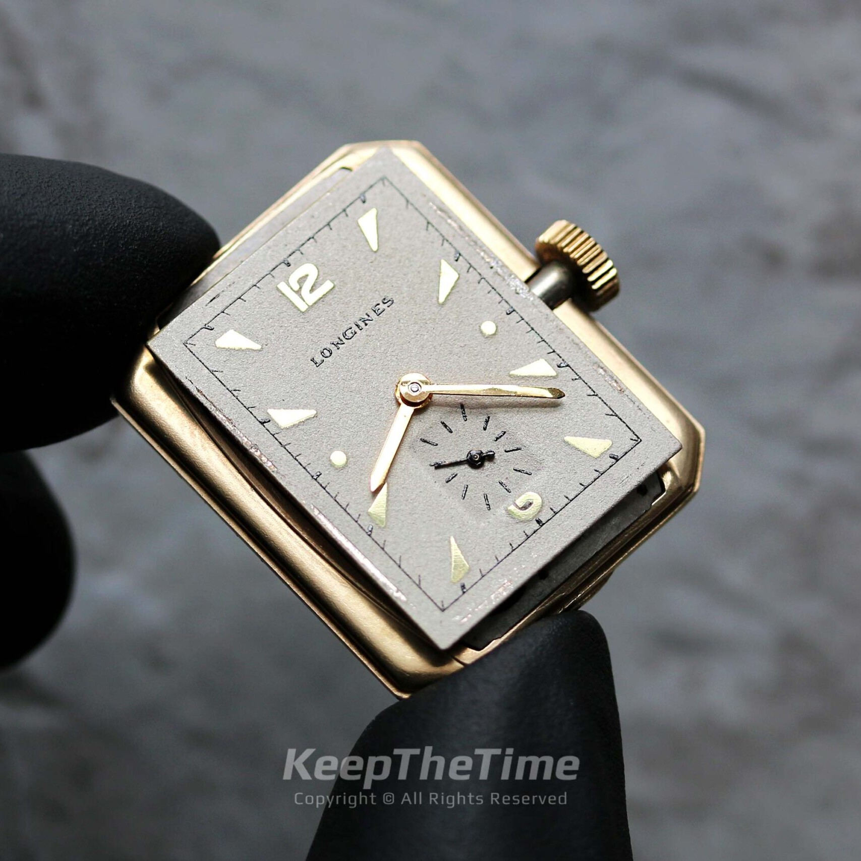 Longines 9L 14K Gold Art Deco Unisex Vintage Tank Watch