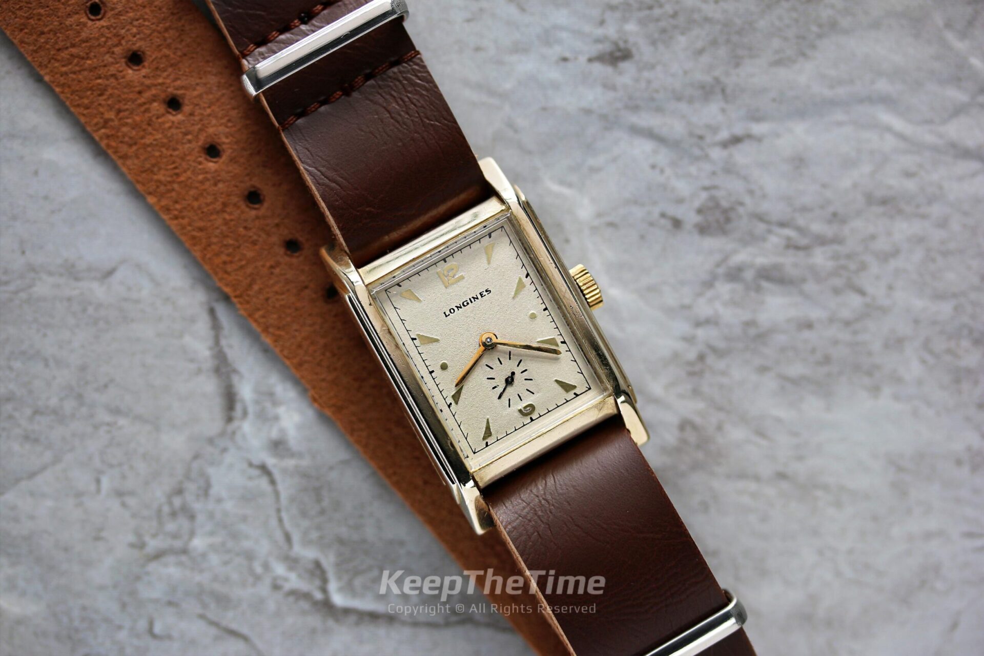 Longines 9L 14K Gold Art Deco Unisex Vintage Tank Watch